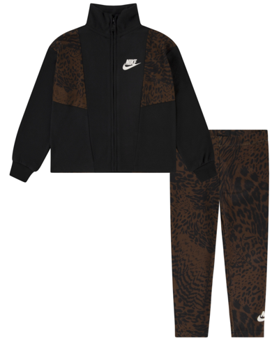 Shop Nike Toddler Girls Home Swoosh Track Jacket And Leggings, 2 Piece Set In Cacao Wow