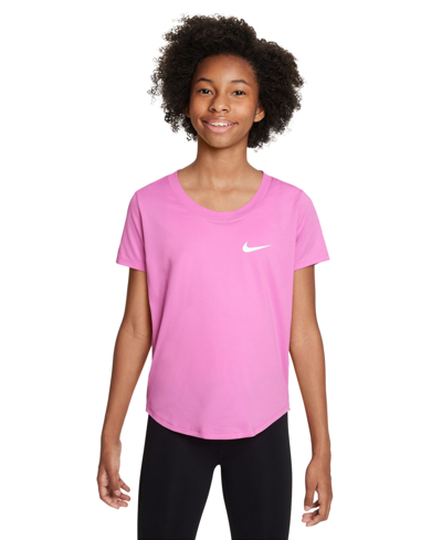 Shop Nike Girls Dri-fit Training T-shirt In Pink