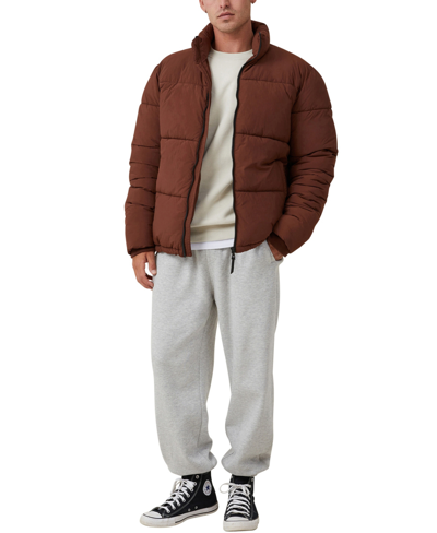 Shop Cotton On Men's Mother Puffer Jacket In Rich Brown
