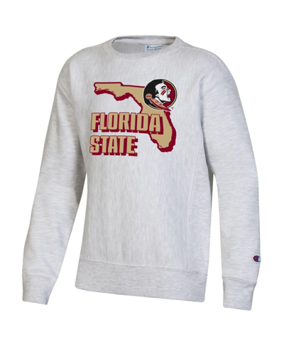 Champion Big Boys  Heather Gray Florida State Seminoles Reverse Weave Pullover Sweatshirt In Heather Gray