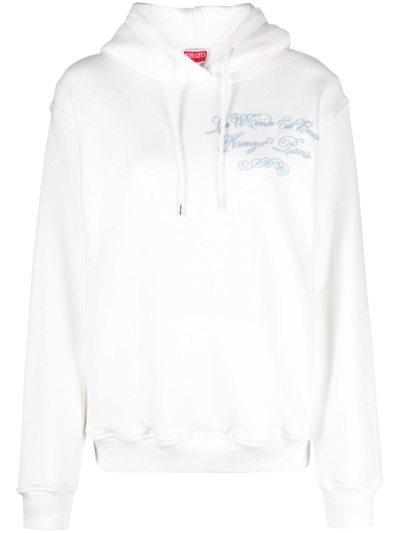 Shop Kenzo World Sweatshirt In Embroidered Cotton In White