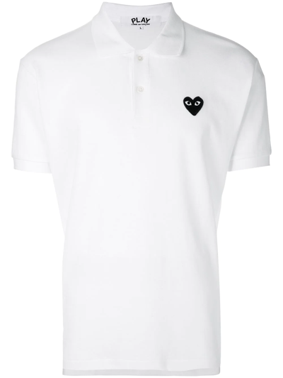 Shop Comme Des Garçons Play Polo Shirt With Patch In White