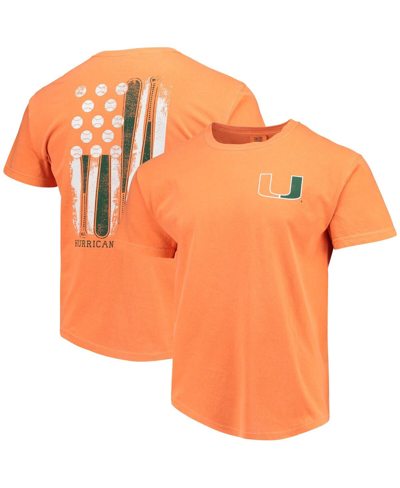 Shop Image One Men's Orange Miami Hurricanes Baseball Flag Comfort Colors T-shirt