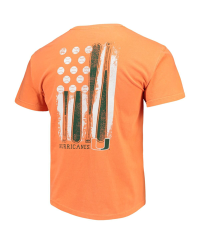 Shop Image One Men's Orange Miami Hurricanes Baseball Flag Comfort Colors T-shirt