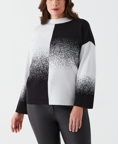 Shop Ella Rafaella Plus Size Ombre Mock Neck Long Sleeve Sweater In Black
