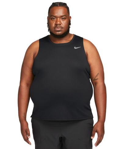 Shop Nike Men's Miler Dri-fit Running Tank In Black,reflective Silver