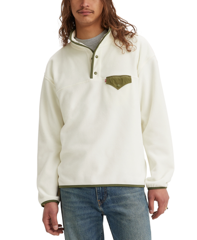 Shop Levi's Men's Barstow Relaxed-fit Fleece Sweatshirt In Egret