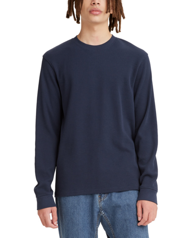 Shop Levi's Men's Waffle Knit Thermal Long Sleeve T-shirt In Dress Blues