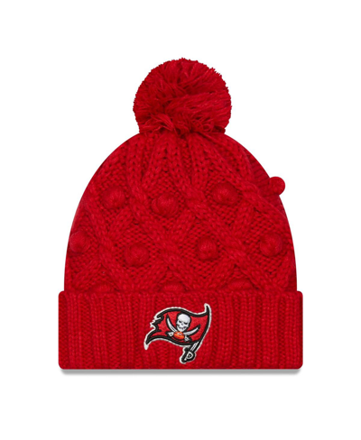Shop New Era Women's  Red Tampa Bay Buccaneers Toasty Cuffed Knit Hat With Pom