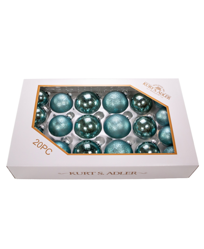 Kurt Adler 60-80mm Glass Shiny Matte Mercury Ball Ornaments, 20 Piece Set In Blue