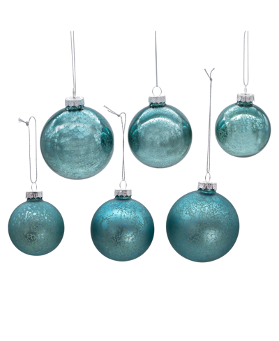 Kurt Adler 60-80mm Glass Shiny Matte Mercury Ball Ornaments, 20 Piece Set In Blue