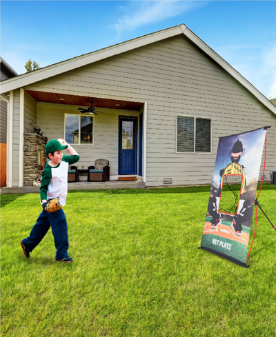 Net Playz Baseball Combo, Junior Baseball, Softball Trainer Combo, Pitchback Rebounder Net And Pitching Target In Black