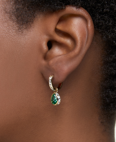 Swarovski Stilla Gold-tone Mix-cut Crystal Hoop Earrings In Green