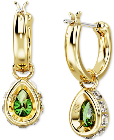 Swarovski Stilla Gold-tone Mix-cut Crystal Hoop Earrings In Green