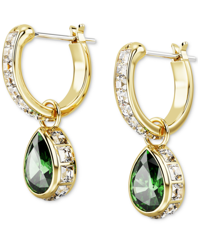 Swarovski Stilla Gold-tone Mix-cut Crystal Hoop Earrings In Green