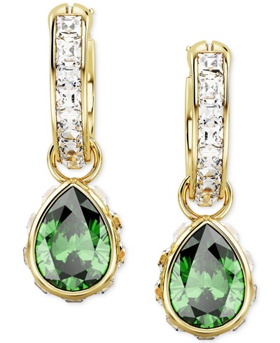 Swarovski Stilla Gold-tone Mix-cut Crystal Hoop Earrings In Green