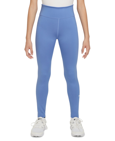 Shop Nike Girls Dri-fit One Leggings In Blue