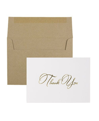 Shop Jam Paper Thank You Card Sets In Gold Script Cards Brown Kraft Envelopes