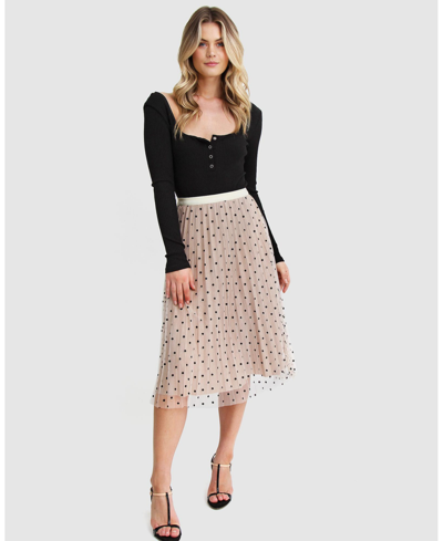 Shop Belle & Bloom Women  Mixed Feeling Reversible Skirt In Beige|black