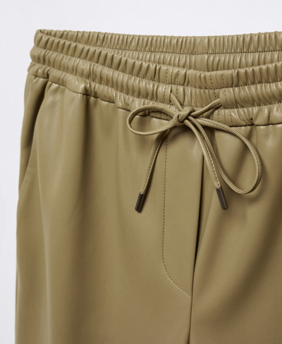Shop Mango Women's Leather-effect Elastic Waist Trousers In Green