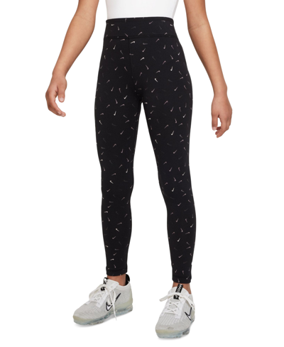Shop Nike Sportswear Girls' Essential Mid-rise Leggings In Black
