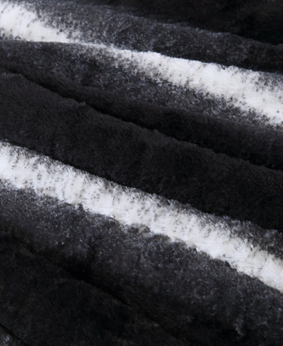 Shop Juicy Couture Faux Fur Ombre Stripe 3-pc. Comforter Set, King In Black,white