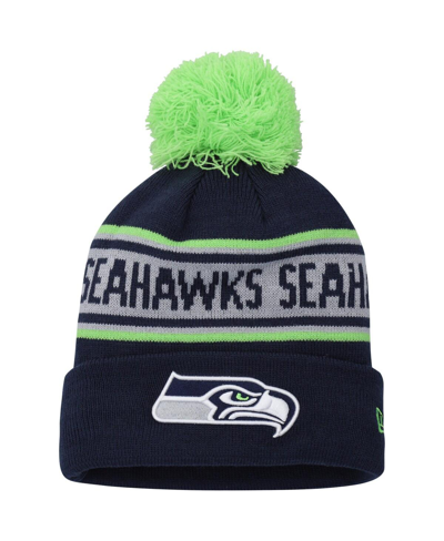 New Era Preschool Boys And Girls  College Navy Seattle Seahawks Repeat Cuffed Knit Hat With Pom In Navy