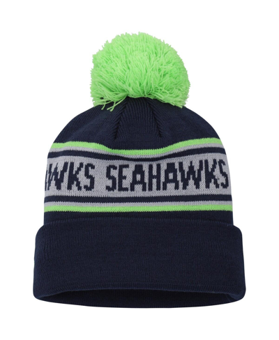 New Era Preschool Boys And Girls  College Navy Seattle Seahawks Repeat Cuffed Knit Hat With Pom In Navy