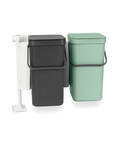 Shop Brabantia Sort Go Built-in Plastic Bin, 2 X 3.2 Gallon, 2 X 12 Liter In Jade Green,gray