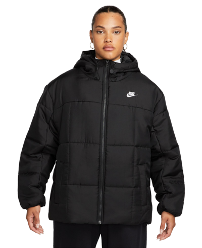 Shop Nike Plus Size Active Sportswear Essential Therma-fit Puffer Jacket In Black,white