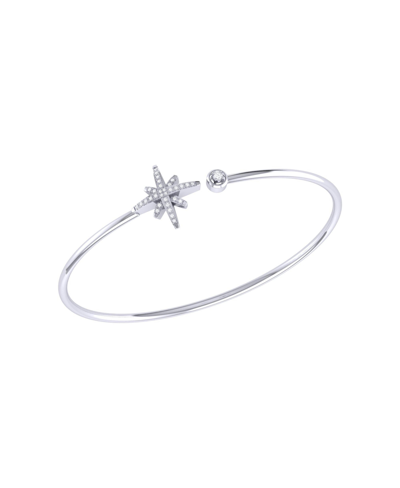 Shop Luvmyjewelry North Star Design Sterling Silver Diamond Adjustable Women Cuff In White