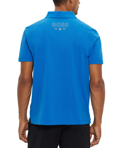 Shop Hugo Boss Boss By  Men's Boss X Nfl Rams Polo Shirt In Bright Blue