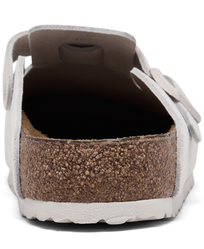 Shop Birkenstock Men's Boston Soft Footbed Suede Leather Clogs From Finish Line In Antique White