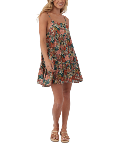 Shop O'neill Juniors' Rilee Floral-print Cover-up Dress In Cement