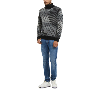 Shop Guess Men's Stitched-knit Sweater In Black And White Space