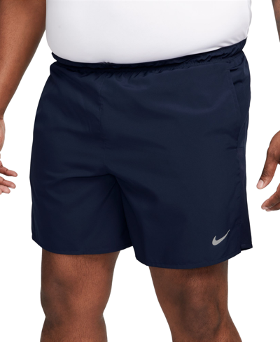 Shop Nike Men's Challenger Dri-fit Brief-lined 7" Running Shorts In Obsidian,reflective Silver
