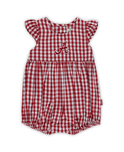 Shop Garb Girls Infant  Crimson Alabama Crimson Tide Cara Woven Gingham Ruffled Bodysuit