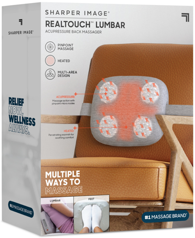 Sharper Image Real Touch Lumbar Acupressure Back Massager In Grey