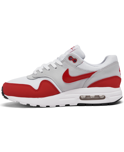 Shop Nike Big Kids Air Max 1 Casual Sneakers From Finish Line In Gray,white,black,red