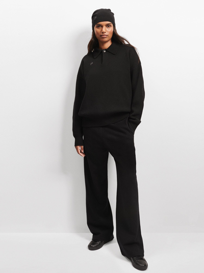 Shop Pangaia Recycled Cashmere Polo Sweater In Black