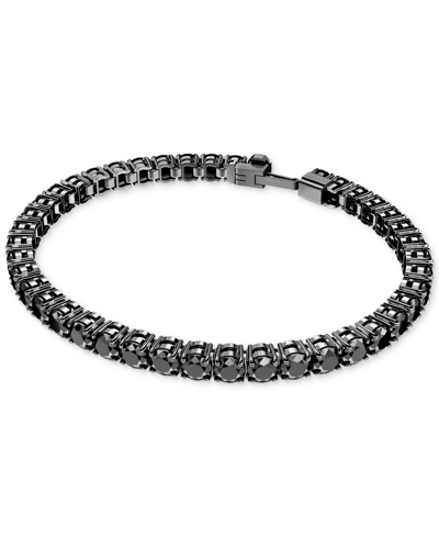 Shop Swarovski Medium Ruthenium-plated Jet Crystal Tennis Bracelet In Black