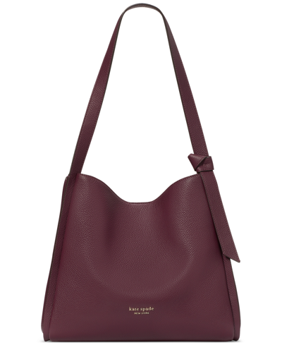 Shop Kate Spade Knott Pebbled Leather Large Shoulder Bag In Deep Cherry