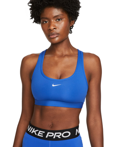 Shop Nike Women's Swoosh Light-support Non-padded Sports Bra In Game Royal