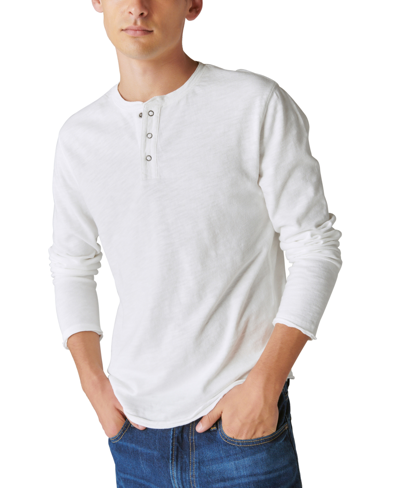 Shop Lucky Brand Men's Weekend Slub Jersey Long Sleeve Henley Shirt In Bright White