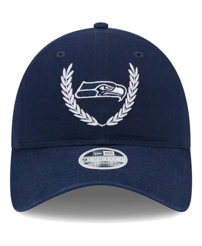 Shop New Era Women's  College Navy Seattle Seahawks Leaves 9twenty Adjustable Hat