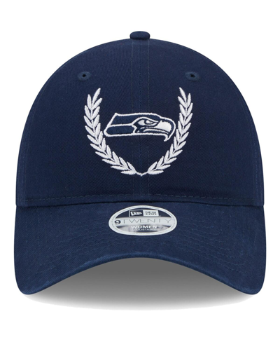 New Era College Navy Seattle Seahawks Leaves 9twenty Adjustable Hat In College Navy