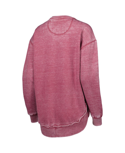 PRESSBOX WOMEN'S PRESSBOX CRIMSON DISTRESSED WASHINGTON STATE COUGARS VINTAGE-LIKE WASH PULLOVER SWEATSHIRT 
