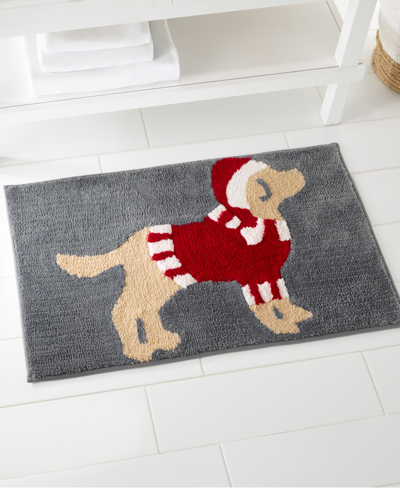 Avanti Christmas Dog Bath Rug, 20" X 32" In Dark Gray
