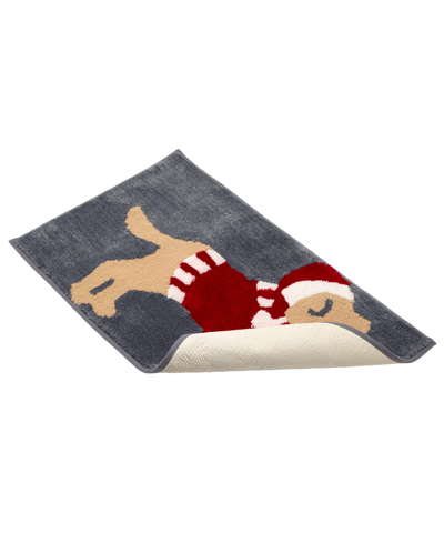 Avanti Christmas Dog Bath Rug, 20" X 32" In Dark Gray