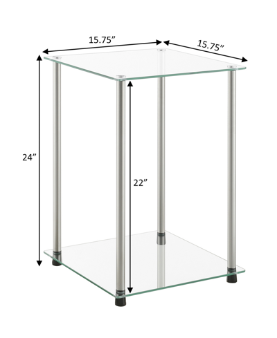 Shop Convenience Concepts 15.75" Glass Designs2go 2 Tier Square End Table In Glass,chrome